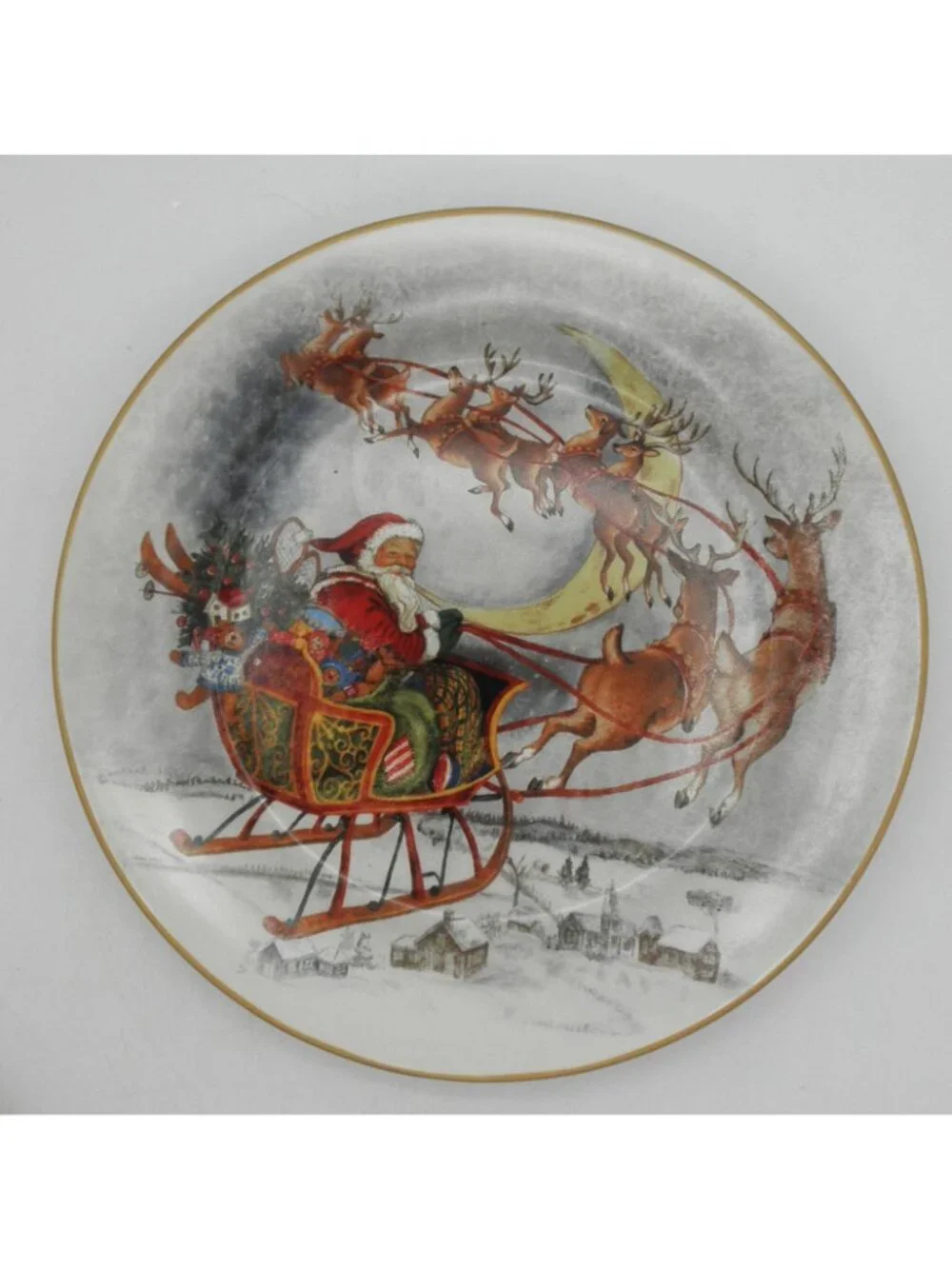 Nostalgic Santa by Pottery Barn 8-5/8 Inch Salad Plates Set of 4 Pattern PBANOS